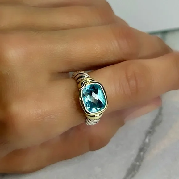 David Yurman Blue and Gold Ring - Picture 2 of 8